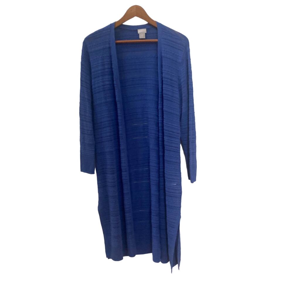 Chico's Royal Blue Longline Open-Front Cardigan